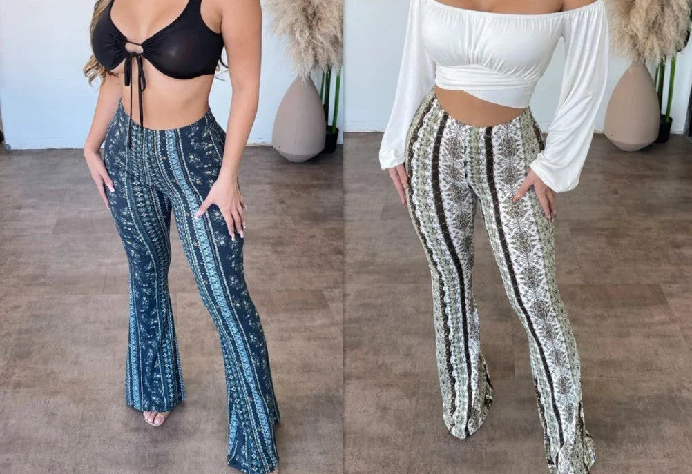 Trendy & Flattering Women's Printed Slim-Fit Pants in various colors and sizes