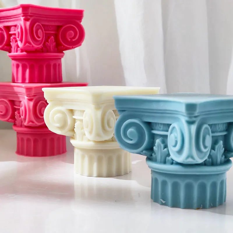 Roman pillar candle silicone mould for candles, cake, chocolate, and plaster crafts