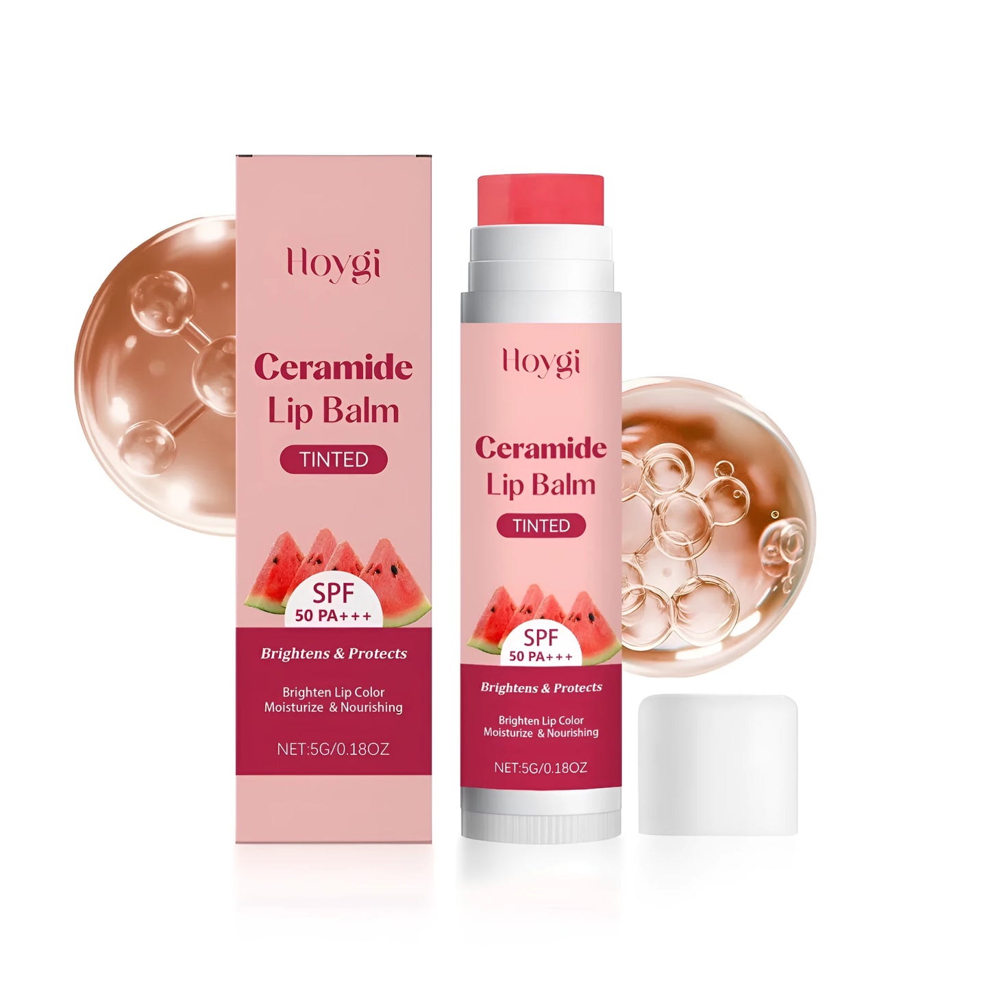 A 5g stick of brightening lip balm containing kojic acid, nicotinamide, and vitamin E.