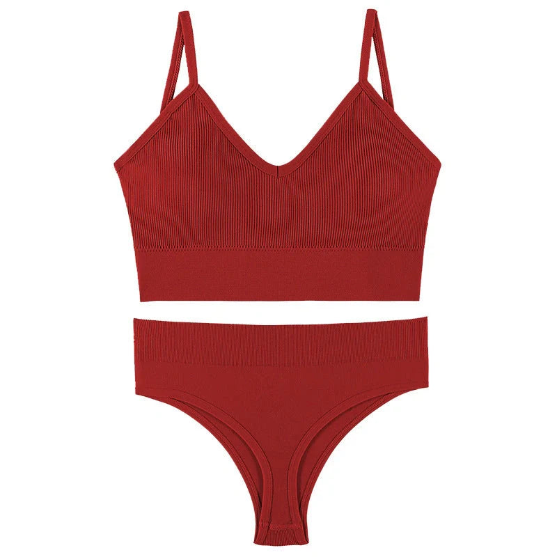 Women's Wireless Push-up Bra Set with French Triangle Cup in various colors and sizes