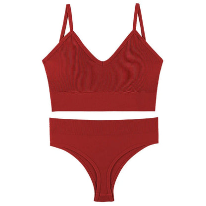 Women's Wireless Push-up Bra Set with French Triangle Cup in various colors and sizes