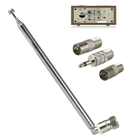 Five-piece antenna set with F head quick plug connectors and metal construction