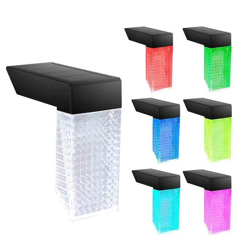 Waterproof solar-powered deck lights illuminating outdoor stairs, fence, and garden with warm, inviting glow