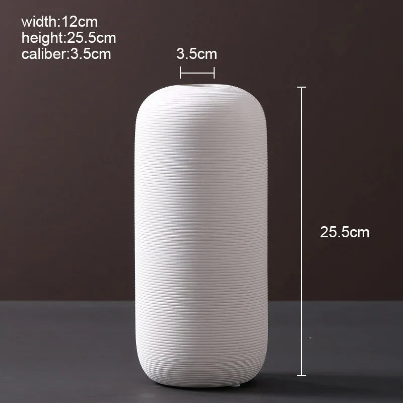 Modern Scandinavian ceramic vase with textured inlay surface decoration