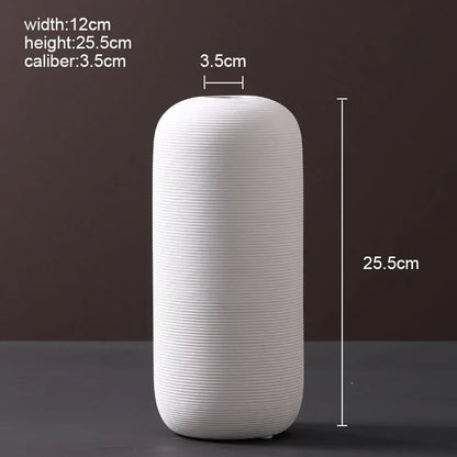 Modern Scandinavian ceramic vase with textured inlay surface decoration
