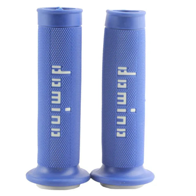 Pair of non-slip rubber motorcycle handle grips for 22mm or 24mm bars in multiple colour options.