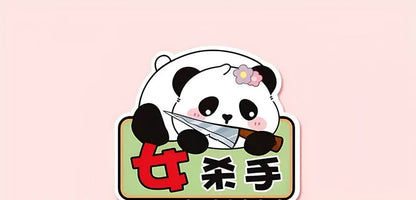Reflective car sticker for female drivers with panda design and driving message on vehicle bumper