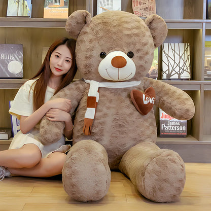Large plush teddy bear rag in dark brown black stripe, 1.2m height with PP cotton filling and rose velvet fabric