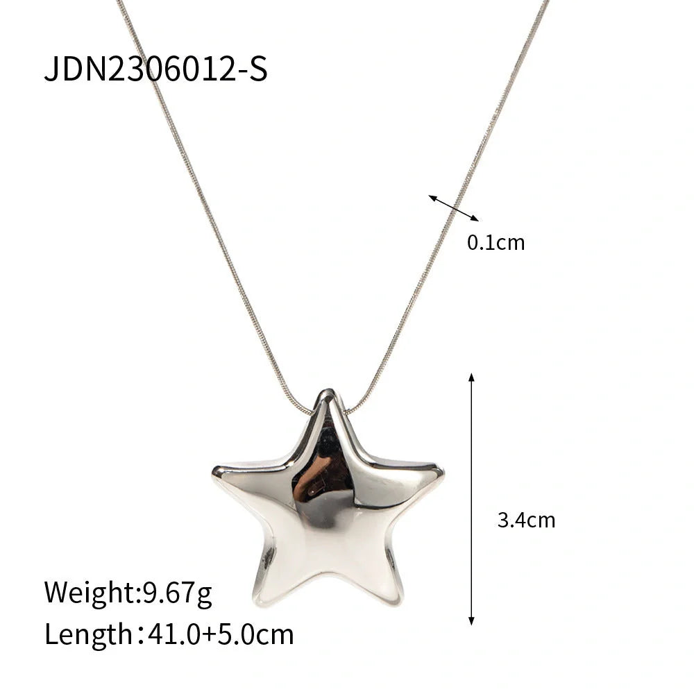 18K gold-plated stainless steel five-pointed star necklace for women