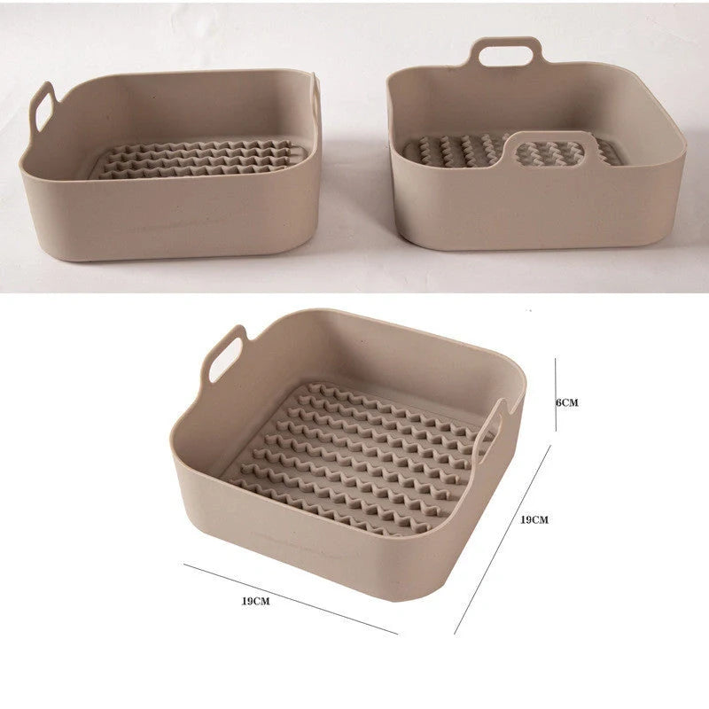Reusable silicone air fryer pot liners in various colours and sizes