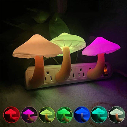 Dimmable mushroom-shaped LED night light with sensor - provides warm white glow for bedroom, nursery, and home decor
