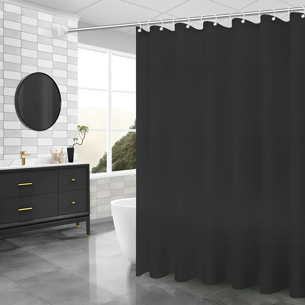 PEVA shower curtain in geometric dandelion pattern, 120cm wide x 180cm high with stainless steel buttonholes for waterproof bathroom use