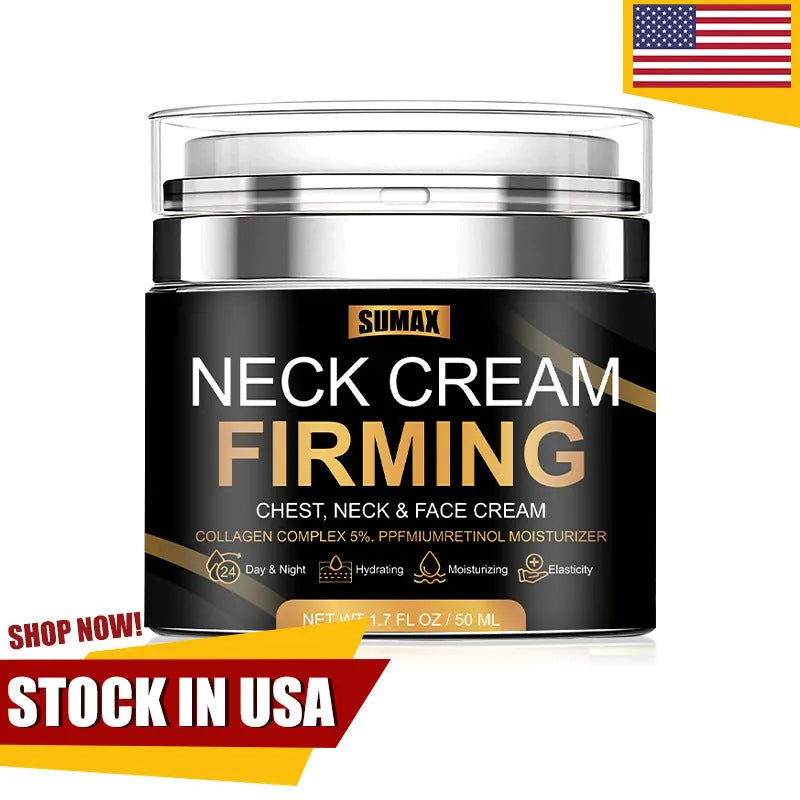 50ml bottle of men's neck cream for reducing lines and wrinkles with glycerin and hyaluronic acid
