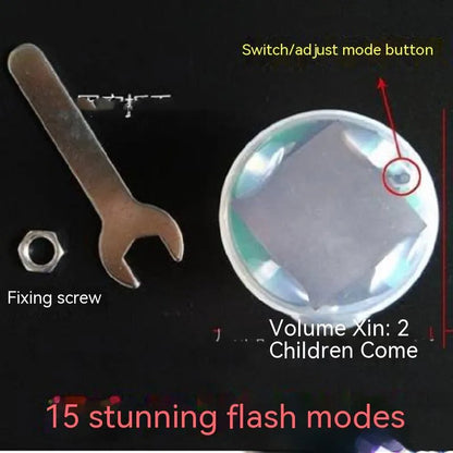 Solar-powered LED valve stem light for car and motorcycle tyres with adjustable colours.