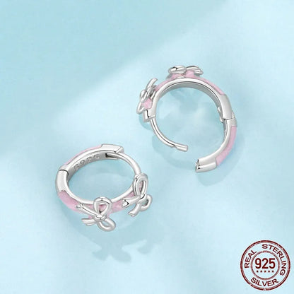 S925 sterling silver bow ear clip earrings for women in SCE1926 colour with dripping oil finish, supplied as a pair