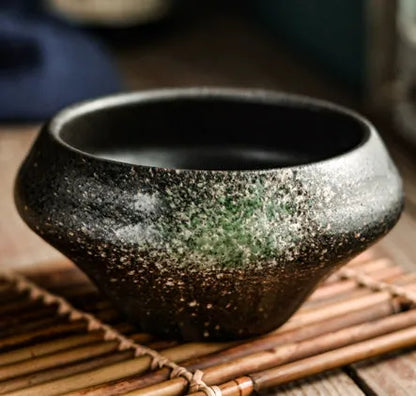 Ceramic tall bowl with Edo pattern, 15cm height, microwave-safe porcelain for soups and noodles