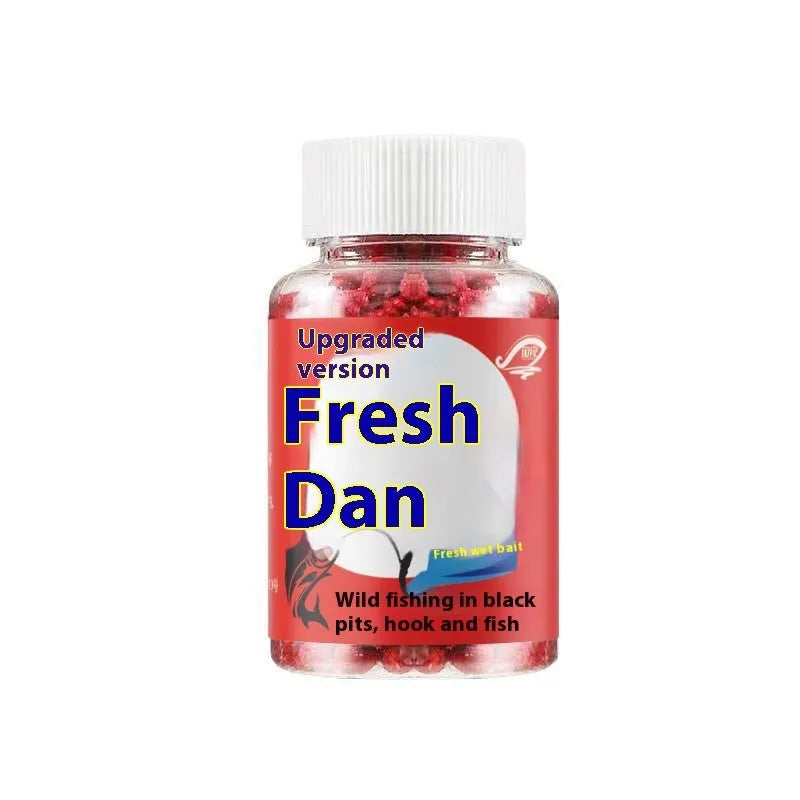 Grass green crucian carp fishing bait particles in bottle packaging for freshwater angling