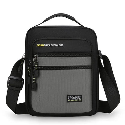 Men's waterproof nylon crossbody bag in urban simplicity style with multiple compartments