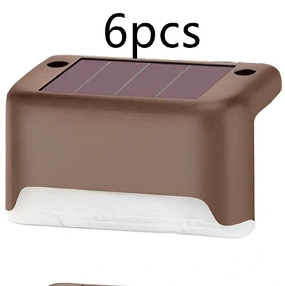 Coffee-coloured solar step light with solar panel, dimensions 78x45x42mm