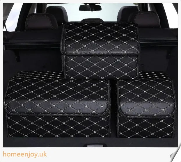 Premium Car Organizer Car Storage Box with ample compartments and sleek leather design for organised car interior