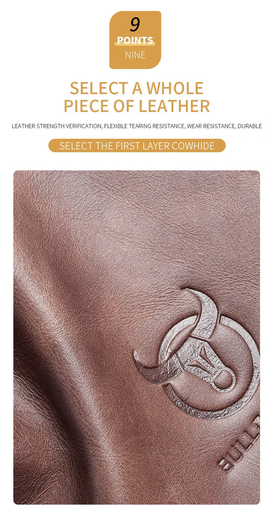 Bull Captain high-grade genuine leather men's shoulder crossbody bag in brown, black, and orange colours