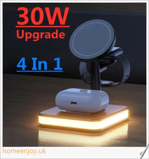 4-in-1 magnetic wireless charger stand with fast charging dock station for multiple devices