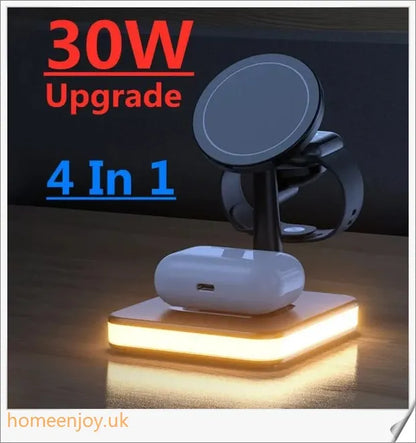 4-in-1 magnetic wireless charger stand with fast charging dock station for multiple devices