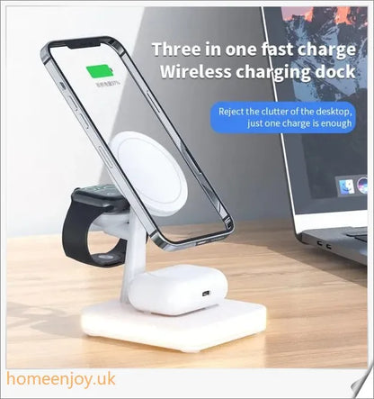 4-in-1 magnetic wireless charger stand with fast charging dock station for multiple devices