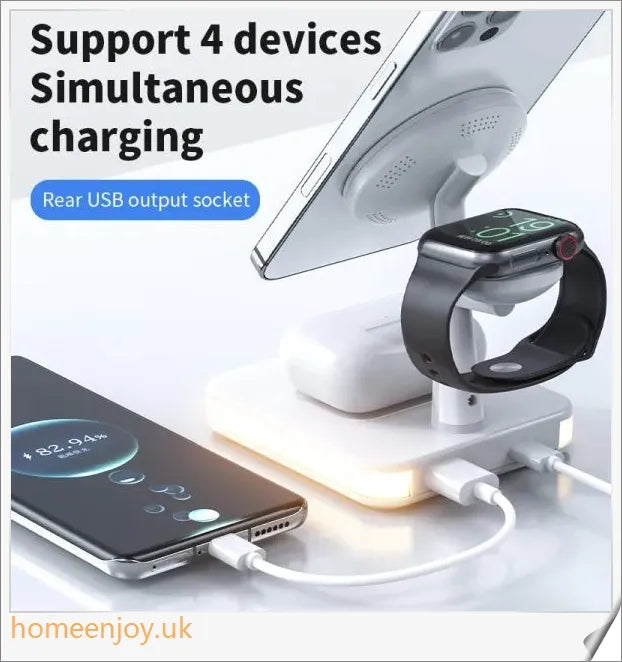 4-in-1 magnetic wireless charger stand with fast charging dock station for multiple devices