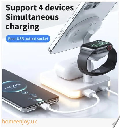 4-in-1 magnetic wireless charger stand with fast charging dock station for multiple devices