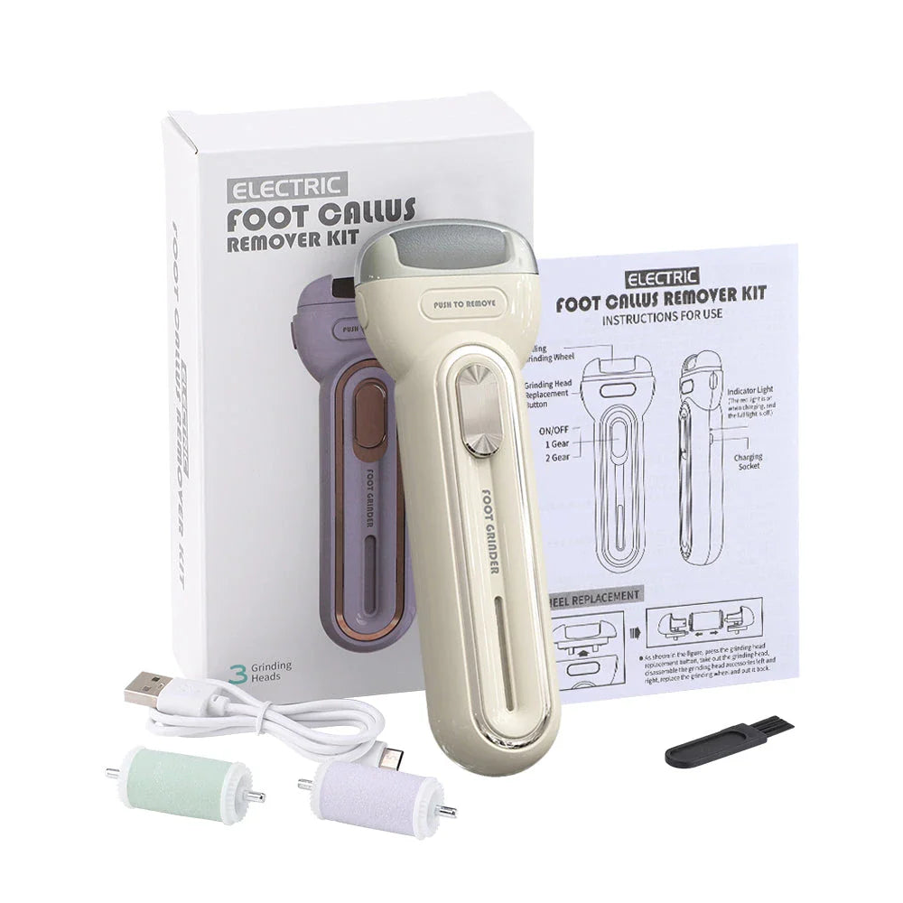 Professional Electric Foot Callus Remover with dual-speed motor and interchangeable grinding heads for customised foot care