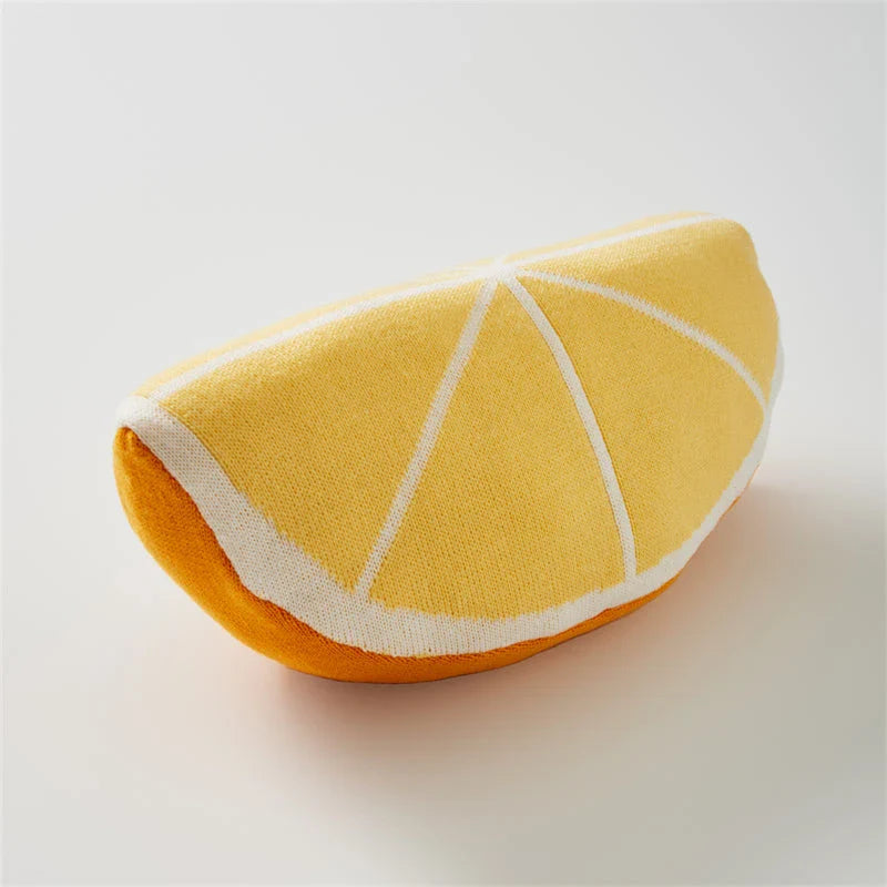 Adorable fruit-inspired decorative pillow with soft cotton filling for comfortable home decor