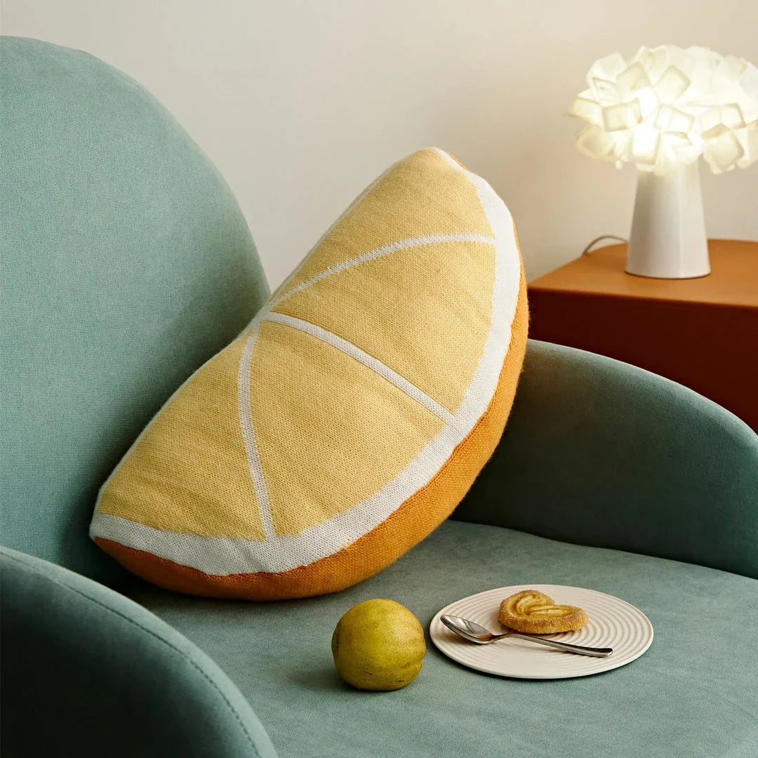 Adorable fruit-inspired decorative pillow with soft cotton filling for comfortable home decor