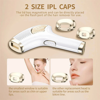 Portable IPL Laser Hair Removal Device with ice-cooling feature for comfortable, salon-quality hair removal and skin rejuvenation