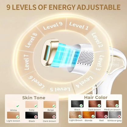 Portable IPL Laser Hair Removal Device with ice-cooling feature for comfortable, salon-quality hair removal and skin rejuvenation