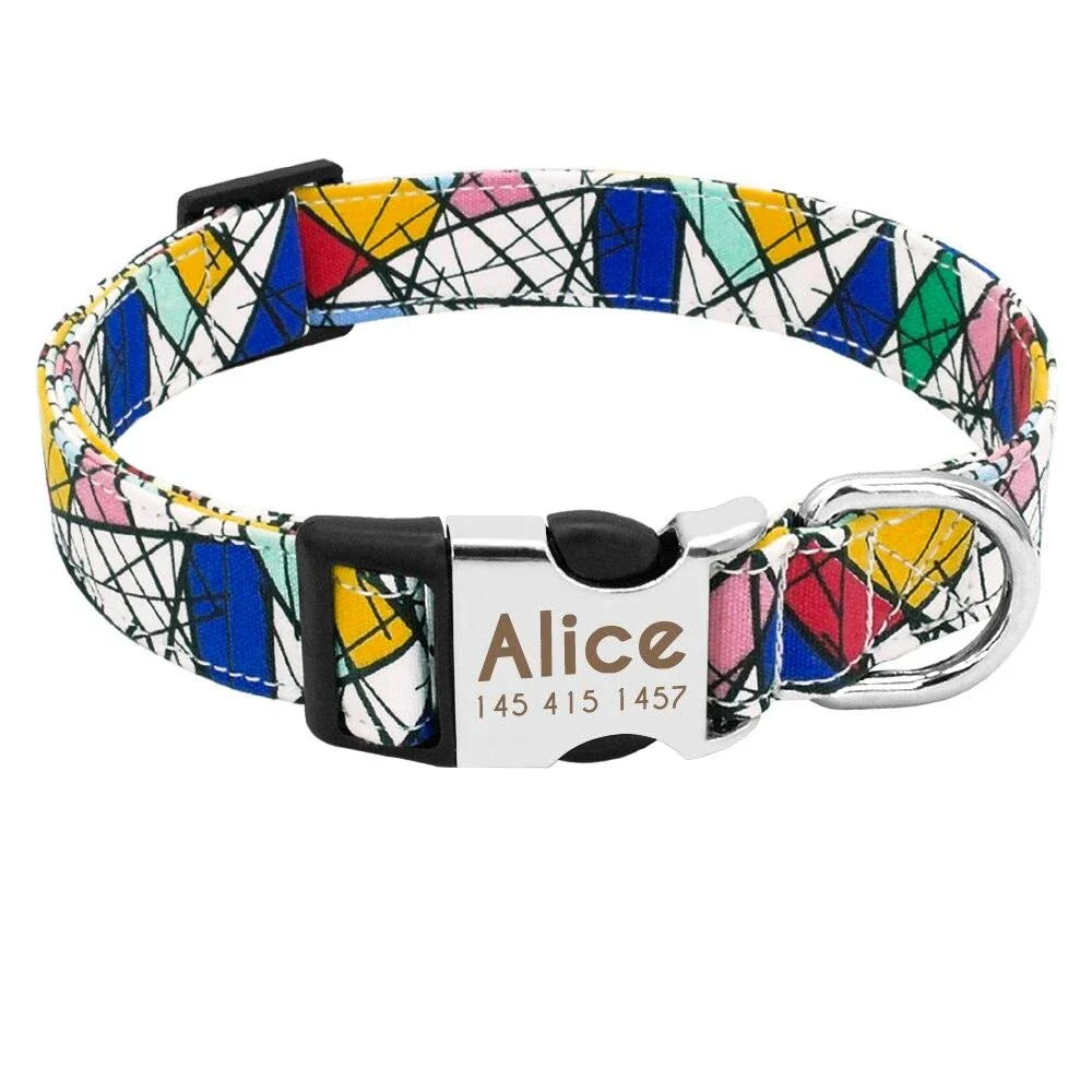 Dogs Boho Print Collar - Nylon adjustable collar with vibrant bohemian-inspired pattern for dogs