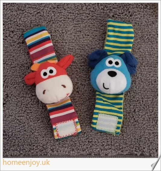 Soft plush animal rattle toy with vibrant colours, jingling bells, and crinkly ears, designed to engage and delight newborn and infant babies.