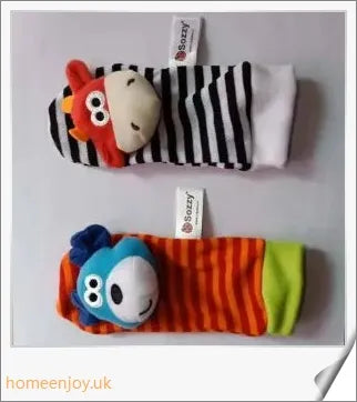 Soft plush animal rattle toy with vibrant colours, jingling bells, and crinkly ears, designed to engage and delight newborn and infant babies.