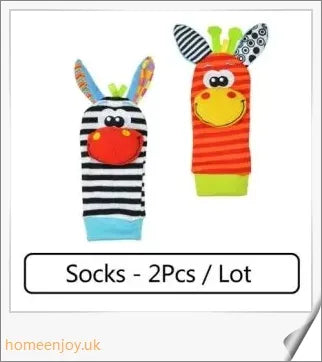 Soft plush animal rattle toy with vibrant colours, jingling bells, and crinkly ears, designed to engage and delight newborn and infant babies.