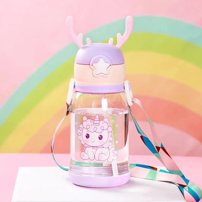 600ml Cartoon Antler Sippy Cup for Kids - Durable, Leakproof Design with Engaging Graphics