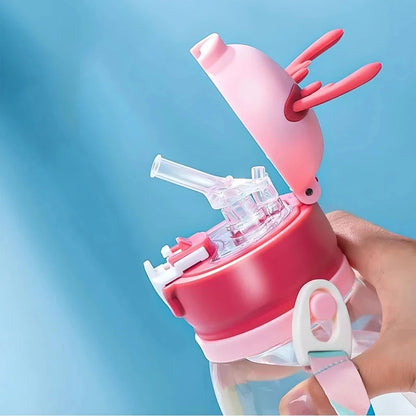 600ml Cartoon Antler Sippy Cup for Kids - Durable, Leakproof Design with Engaging Graphics