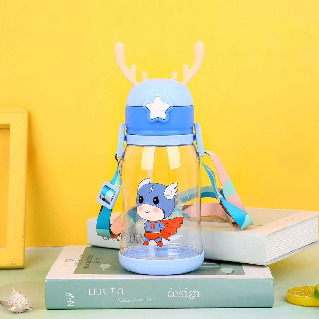 600ml Cartoon Antler Sippy Cup for Kids - Durable, Leakproof Design with Engaging Graphics