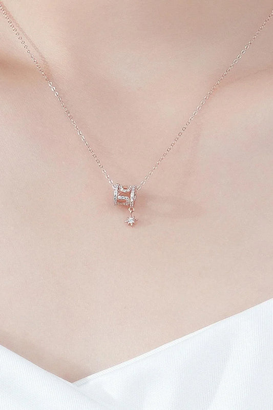 Rely On Fate Cubic Zirconia Pendant Necklace in 925 sterling silver with star-shaped pendant