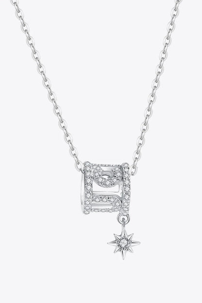 Rely On Fate Cubic Zirconia Pendant Necklace in 925 sterling silver with star-shaped pendant