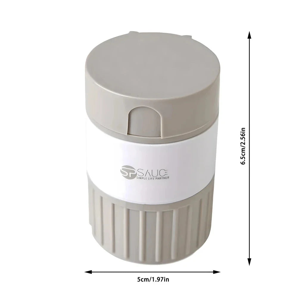 4-in-1 Portable Medicine Crusher and Pill Cutter with compact, tiered design for organising and dispensing medication