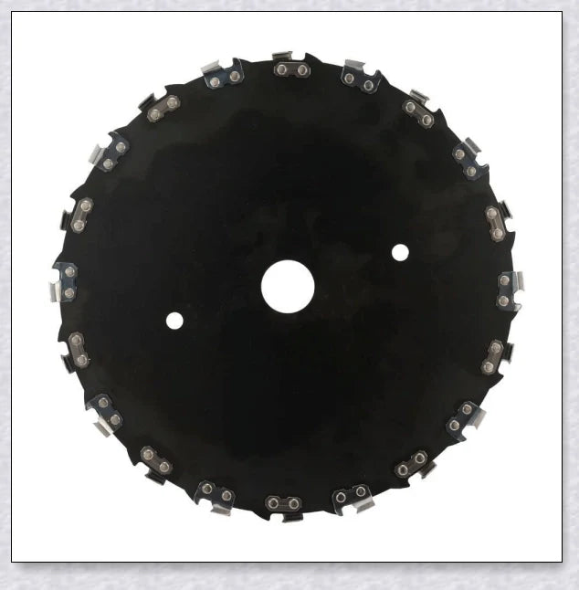 Heavy Duty Brushcutter with unique disc design and chainsaw teeth for efficient outdoor maintenance