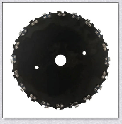 Heavy Duty Brushcutter with unique disc design and chainsaw teeth for efficient outdoor maintenance