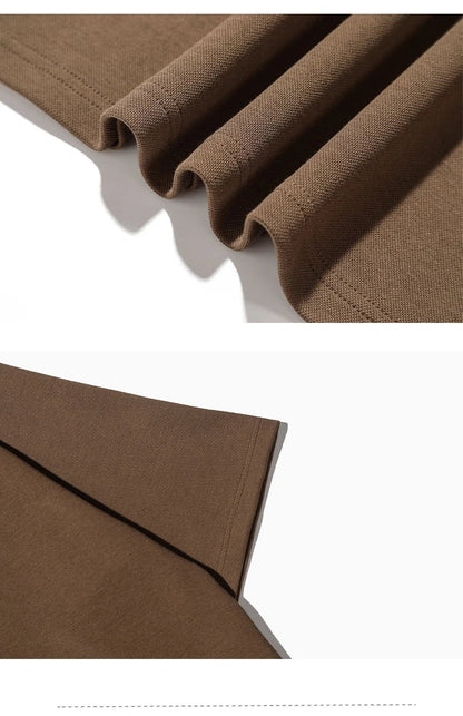 American-inspired polo collar t-shirt in white, dark brown, and melange grey colours