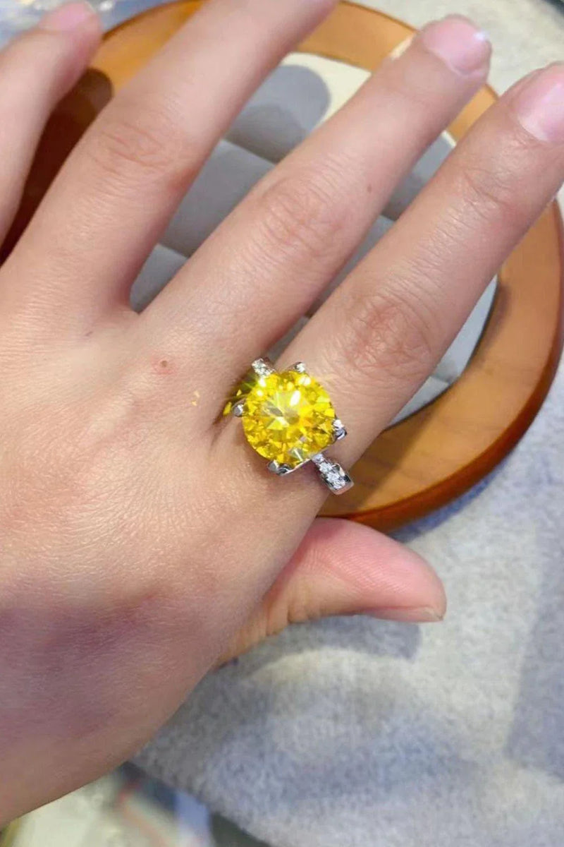 Homeenjoy UK 5 Carat Moissanite 925 Sterling Silver Ring in Banana Yellow