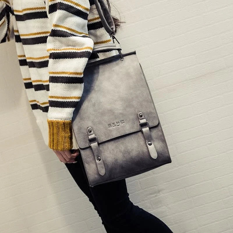 Premium PU leather women's backpack with multiple compartments and adjustable straps for comfortable carrying